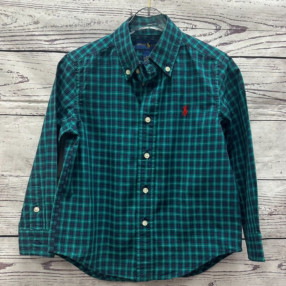 Ralph Lauren Boys Plaid Button Down Shirt size 4/4T